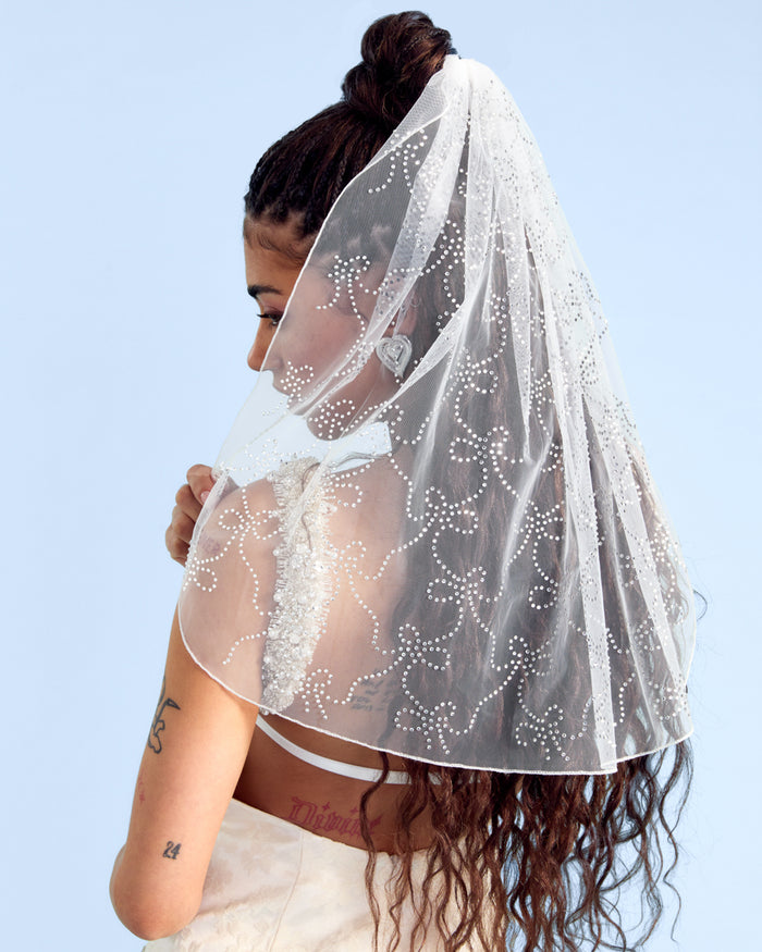 The Bow Veil - premium tulle w. rhinestones