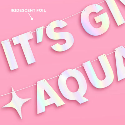 It's Giving Aquarius Banner - iridescent foil banner