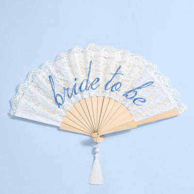 Bride to Be Fan - lace embroidered folding fan