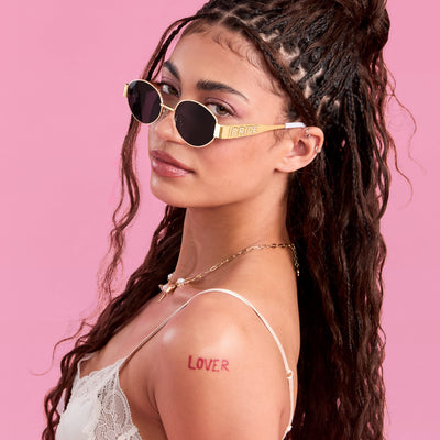 Golden Bride Sunnies - pearl embossed sunglasses