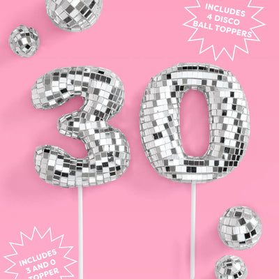 30 Disco Topper - 6 pc mirrored cake toppers