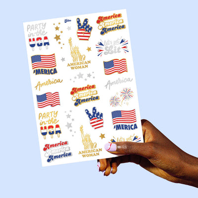 Party in the USA Tats - 34 foil temporary tattoos