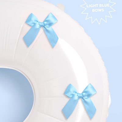 XL Bride + Bows Balloons - 40" white balloons + blue bows
