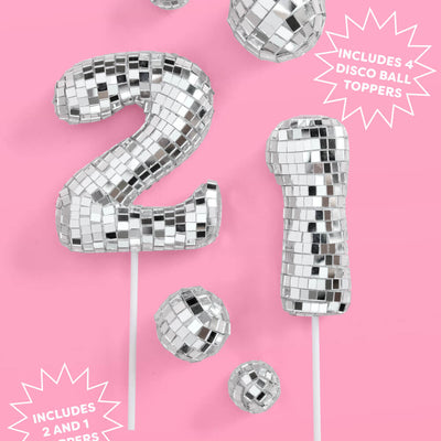 21 Disco Topper - 6 pc mirrored cake toppers