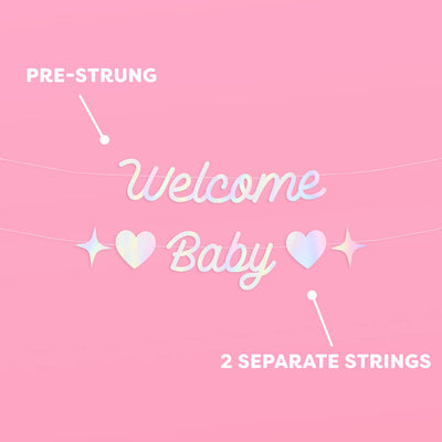 Welcome Baby Banner - iridescent foil banner
