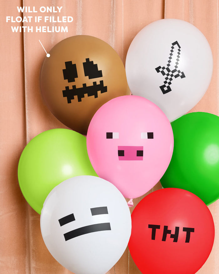 Pixel Mining Game Balloon Pack - 25 latex balloons