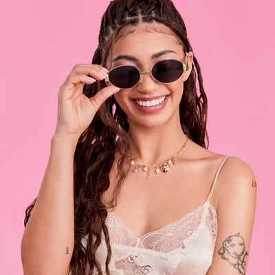 Golden Bride Sunnies - pearl embossed sunglasses