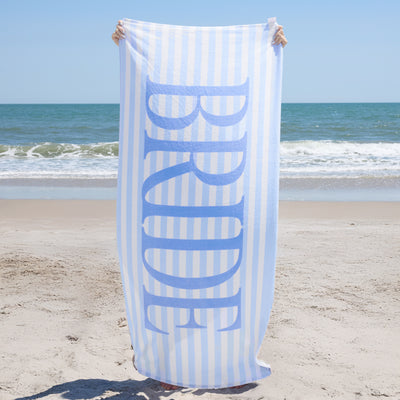 Coastal Bride Beach Towel - striped cotton towel