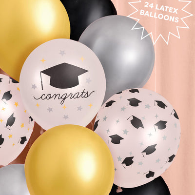 Congrats Grad Balloon Pack - 24 latex balloons