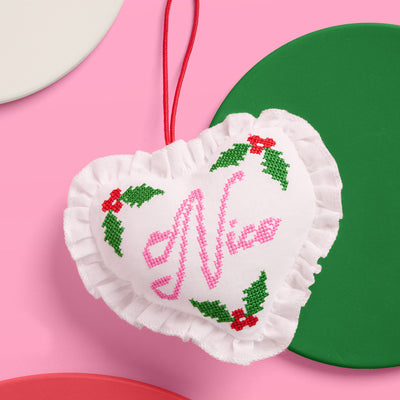 Naughty or Nice Ornament - cross stitch ornament
