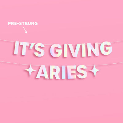 It's Giving Aries Banner - iridescent foil banner
