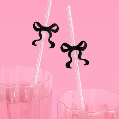 Little Black Bow Straws - 12 reusable straws