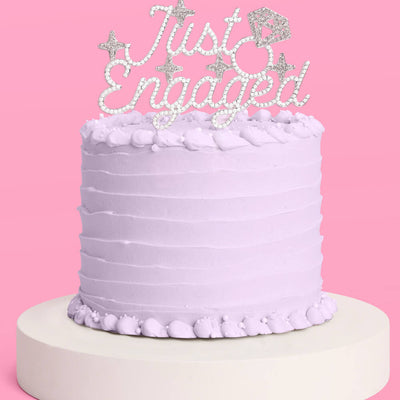 Just Engaged Topper - pearl + crystal cake topper
