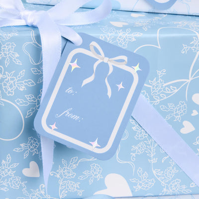 Something Blue Wrapping Paper Set - 12 sheets + 16 tags