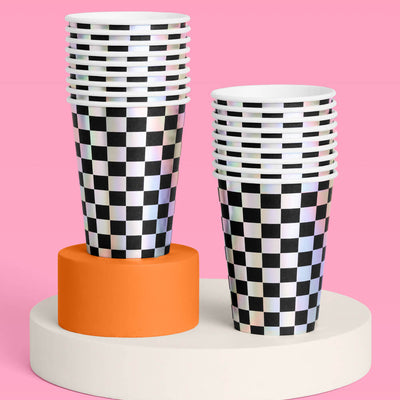 Checked Out Cups - 50 iridescent 12oz cups