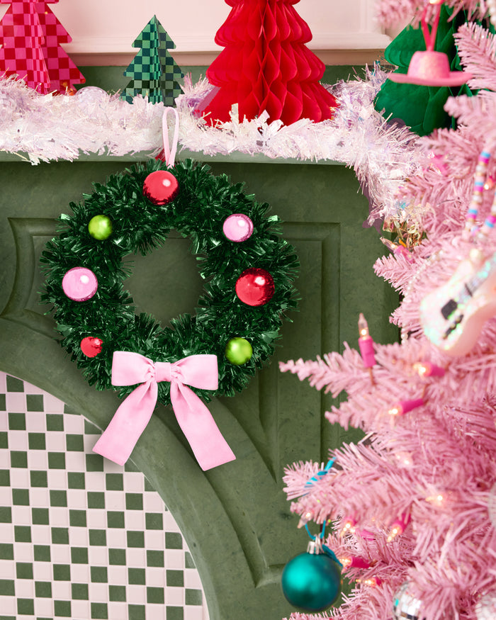 Pinkmas Wreath - iridescent mini wreath