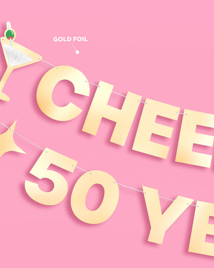 Cheers to 50 Years Banner - 3D paper banner