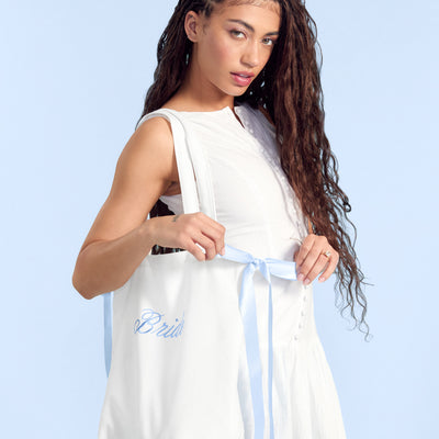 Tying the Knot Tote - embroidered canvas tote w. bows