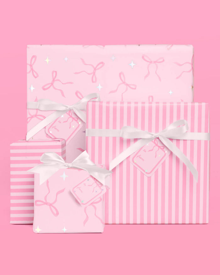 Pretty in Pink Wrapping Paper - 12 sheets + 16 tags