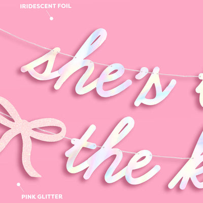 She's Tying the Knot Banner - iridescent foil banner
