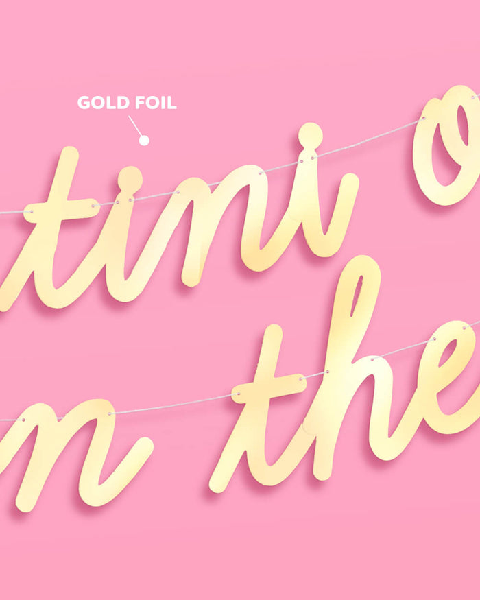 Tini One On The Way Banner - gold foil banner