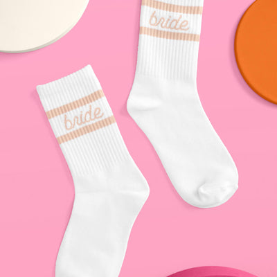Beige Bride Socks - white tube socks