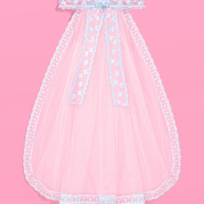 Something Bow Veil - blue lace trim veil