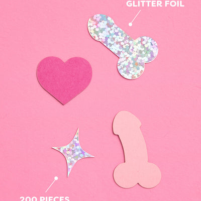 Penis Confetti - 200 pc pink + holographic confetti