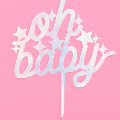 Oh Baby Topper - iridescent cake topper