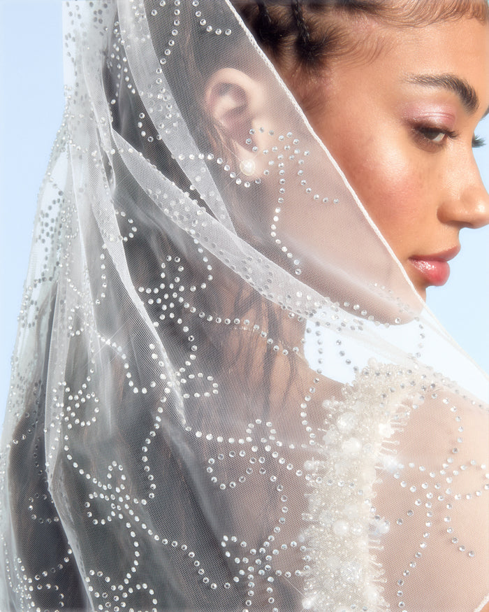 The Bow Veil - premium tulle w. rhinestones