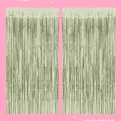 Martini Green Curtain - sage green foil curtain