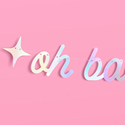 Oh Baby Banner - iridescent foil banner