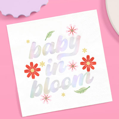 Baby in Bloom Napkins - 50 white napkins