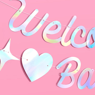 Welcome Baby Banner - iridescent foil banner
