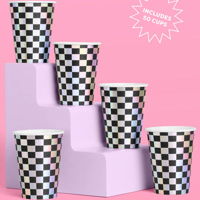 Checked Out Cups - 50 iridescent 12oz cups