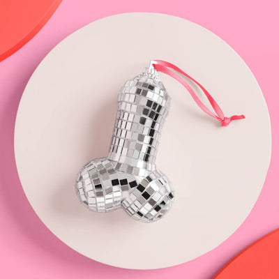 Disco Penis Ornament - silver disco ornament