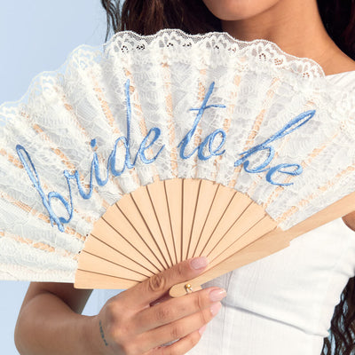 Bride to Be Fan - lace embroidered folding fan