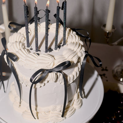 Midnight Sparkle Candles - 10 black glitter candles