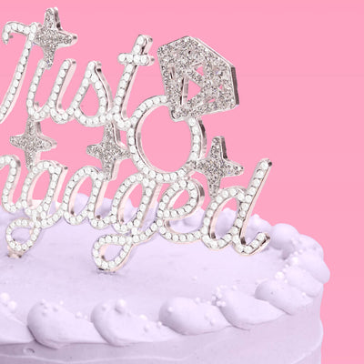 Just Engaged Topper - pearl + crystal cake topper