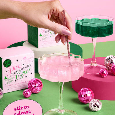 Pink + Green Glitter Bombs - 4 cotton candy glitter bombs
