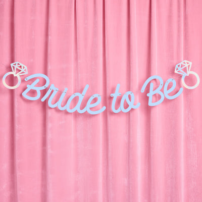 Blue Bride To Be Banner - matte blue + iridescent foil