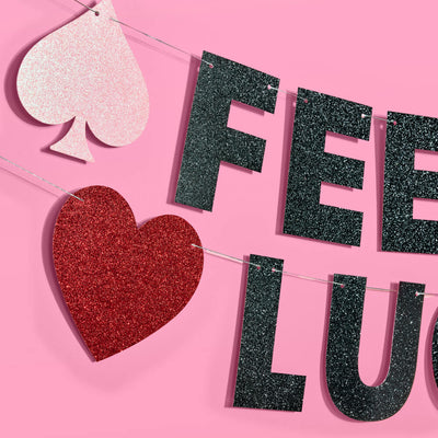 Feeling Lucky Banner - black glitter banner