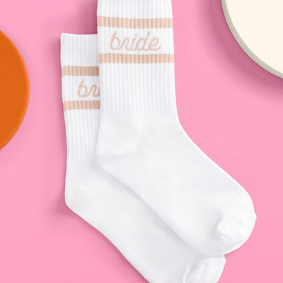 Beige Bride Socks - white tube socks