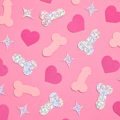 Penis Confetti - 200 pc pink + holographic confetti