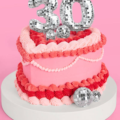 30 Disco Topper - 6 pc mirrored cake toppers