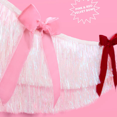 Bow Bliss Banner - layered fringe + velvet bows