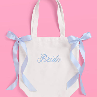 Tying the Knot Tote - embroidered canvas tote w. bows