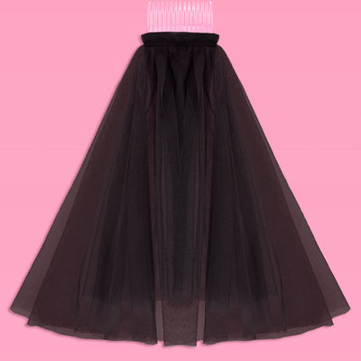 Bride or Die Veil - black tulle veil