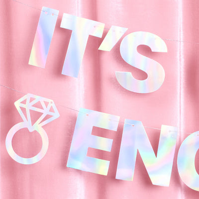 It's Giving Engaged Banner - iridescent foil banner
