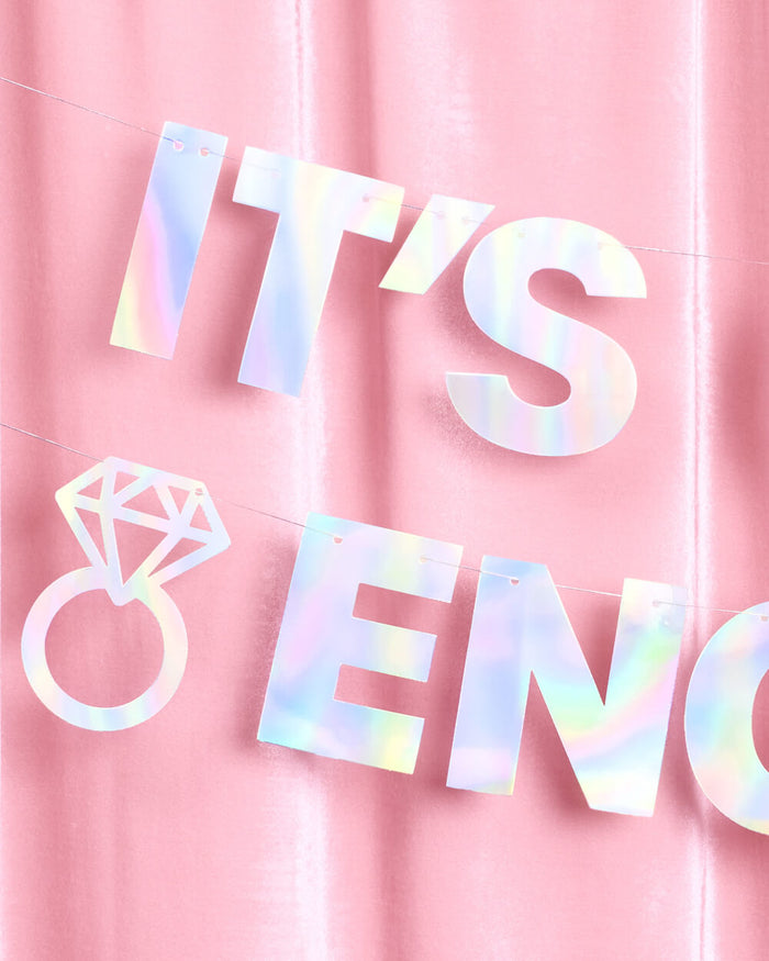 It's Giving Engaged Banner - iridescent foil banner